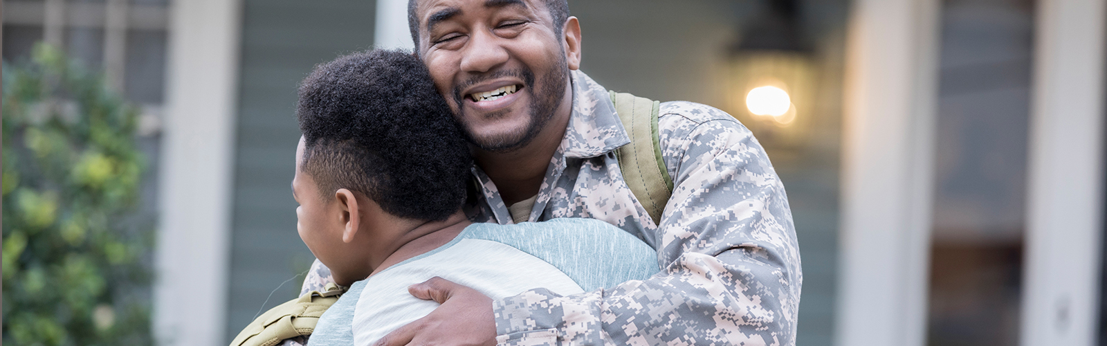 Veteran hugs son